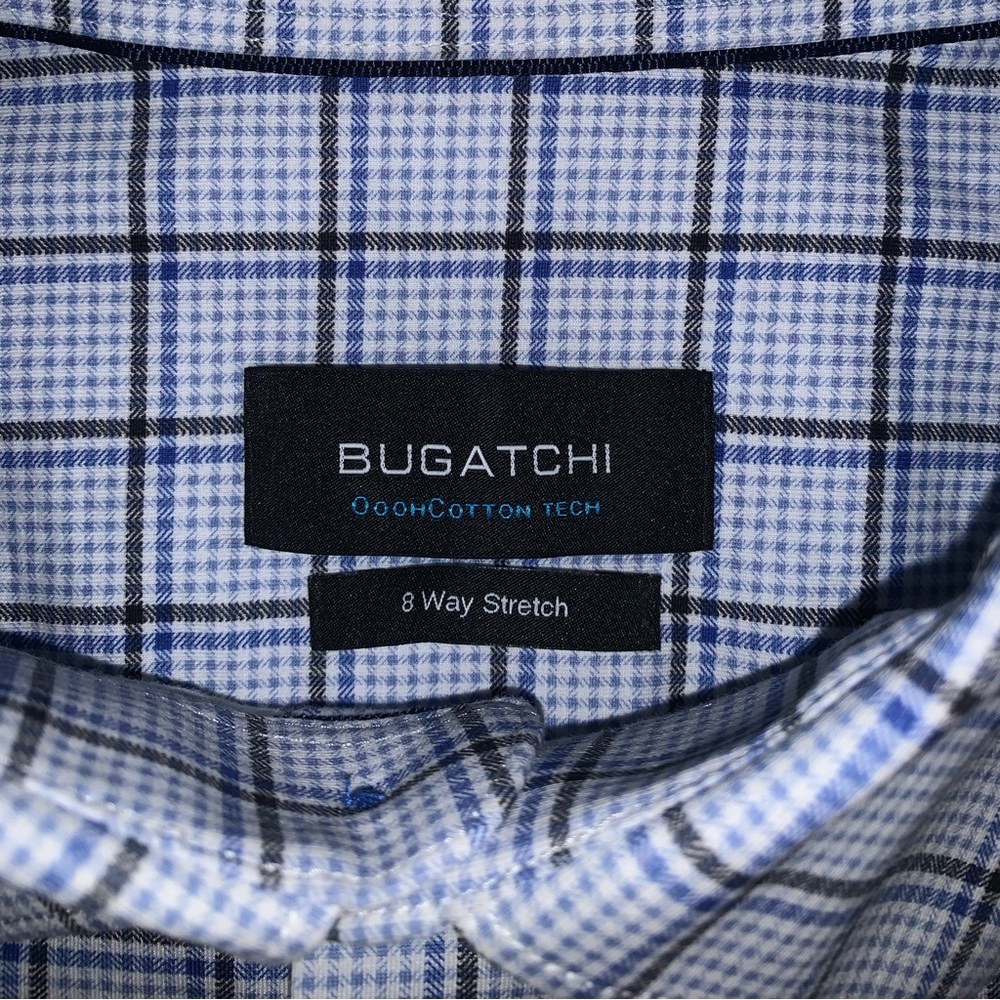Bugatchi Blue Checkered Men's Shirt XL - Picture 2 of 4